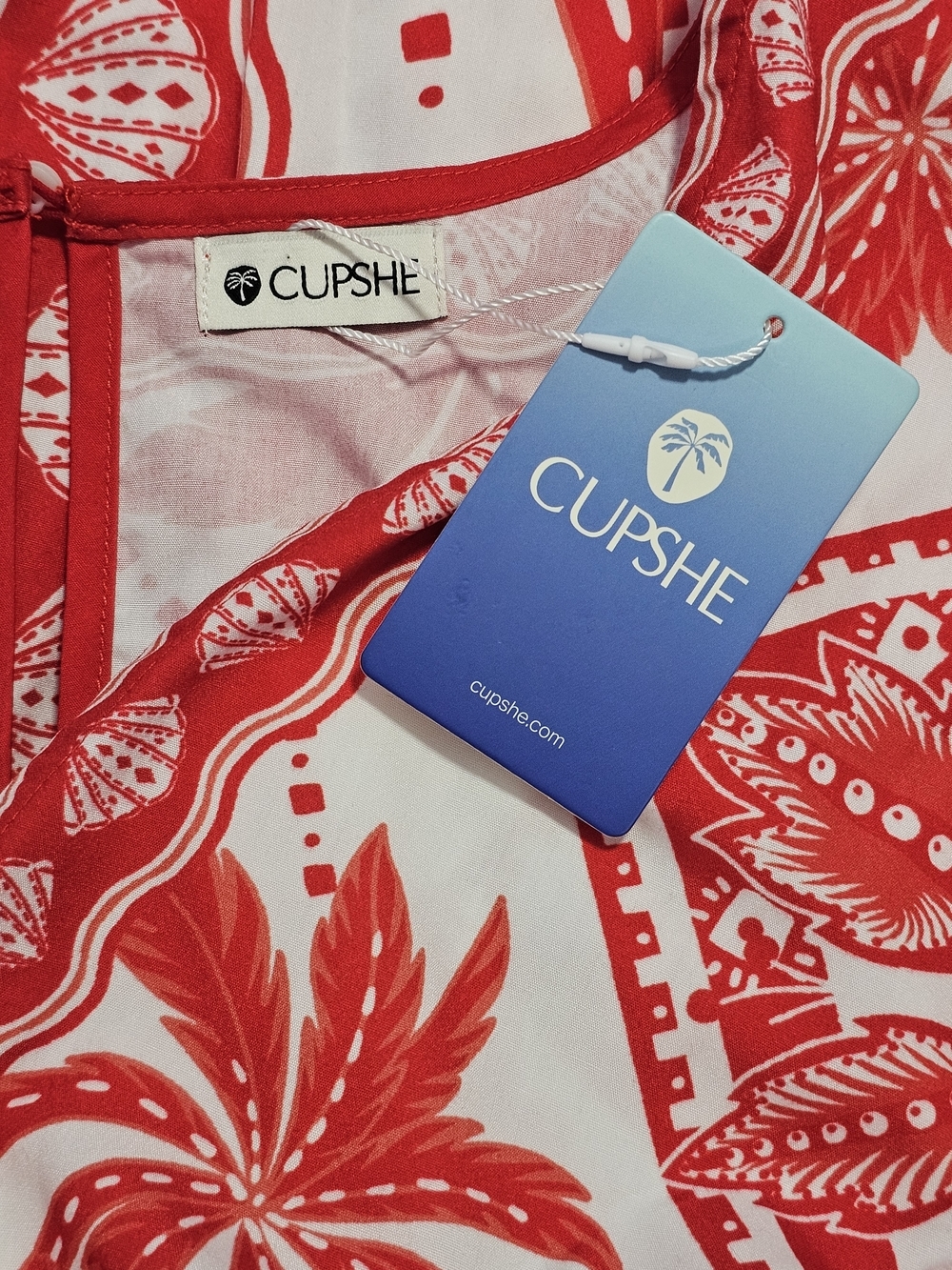 Cupshe Carmel Beach Tropical Print Romper Red White Island Vacation Medium - Picture 3 of 16